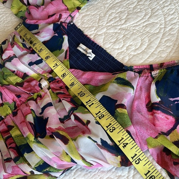 Abercrombie & Fitch Top Sweetheart Neckline Long Sleeves Pink Floral Small Crop - Picture 11 of 17